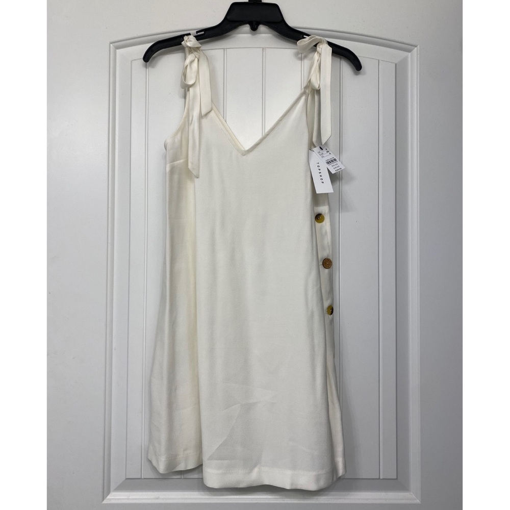 Topshop Ivory Mini Dress with Side Buttons
